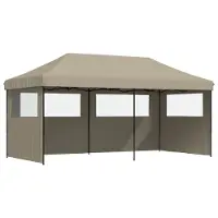 vidaXL Partytent, inklapbaar, pop-up model, met 3 zijpanelen, taupekleurig