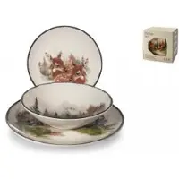 H&h Servies voor kersttafel, 18-delig, "Golden Woods", van steengoed