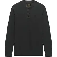 Superdry Heren Zwart Henley wafeltricot T-shirt (XL), Casual, Katoen, Lange mouwen M6010975A