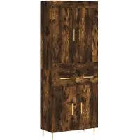 vidaXL Hoge kast 69,5x34x180 cm bewerkt hout gerookt eikenkleurig