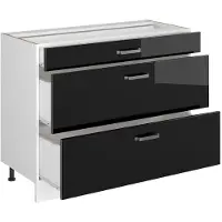 Vicco Keukenonderkast R-Line Zwart hoogglans/Wit 100 cm zonder werkblad, Model 71531