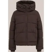 We fashion - Dames gewatteerde pufferjas met capuchon - Regular fit - Donkerbruin - Maat: XXL