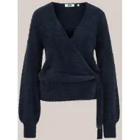 We fashion - Dames fluffy vest met overslag - Regular fit - Donkerblauw - Maat: XS
