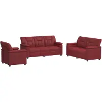vidaXL Bankstel 3 pcs Wijnrood Kunstleer