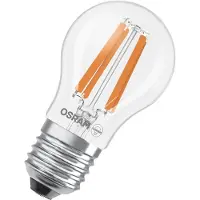 Osram LED lamp in classic miniball shape, with decorative LED filament, energy efficiency class A, E27, 1.2 W, 255 lm, 4000 K, cool white. 100% light straight away, with no warming up.