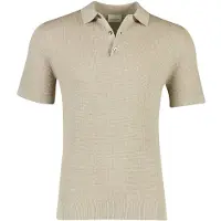Profuomo Beige poloshirt met structuur