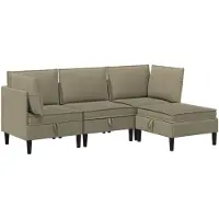vidaXL Woonkamer Meubelset 4 st Kaki Stof