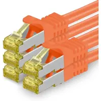 1aTTack.de Netwerkkabel Cat.7, 2 meter, oranje, 5 stuks. Cat7 Ethernetkabel, netwerk, LAN
