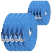 1aTTack.de , 0,25 meter, plat netwerkkabel CAT6, RJ45, 1000 Mbit, 10 stuks - blauw