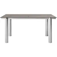 Ferm Living Atura eettafel Brushed stainless steel-dark tinted glass, 90x160 cm