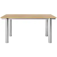 Ferm Living Atura eettafel Brushed stainless steel-natural oak, 90x160 cm