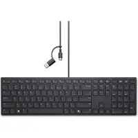 Dell Kabelbediende toetsenbord voor samenwerking – KB525C - Amerikaanse internationale (QWERTY) lay-out, Volledige grootte (100%), Kabel, USB, Plunger-mechanisme, QWERTY, Zwart