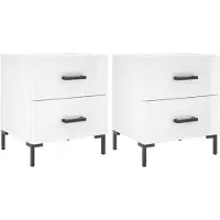 vidaXL Nachtkastjes 2 st 40x35x47,5 cm bewerkt hout hoogglans wit