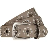 B.belt Studded belt Leder 100 cm grijs