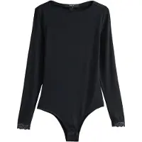 Next - Dames - Thermische basisbody met kanten rand - Zwart