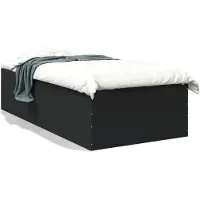 vidaXL Bedframe bewerkt hout zwart 75x190 cm