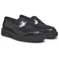 HUGO Leren penny loafers met kalfsleer met haar op de wreef Maat 40