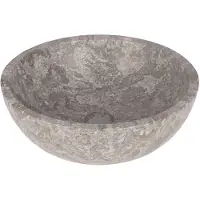 Differnz Boomer Waskom - Opzetwaskom van Marmer - Rond Model - Ø 21 x 12 cm - Grijze Kleur met Natuurlijke Tekening - Geschikt voor Badkamer en Toilet - Inclusief 2 Jaar Garantie