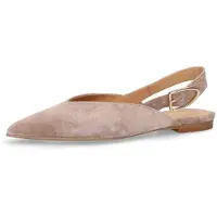 Manfield - Dames - Taupe suède slingbacks - Maat 36