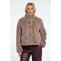 Rino & Pelle Vie.7002611 rino en pelle single breasted faux fur jacket mocha latte