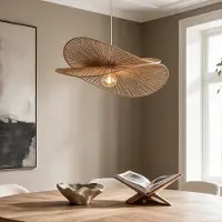 LumenXL Hanglamp Janah met handgevlochten papieren kappen - beige
