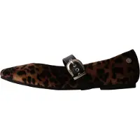 Xti Dames Ballerina's 146485 bruin (39), Plat, Gesp, Casual, Dierenprint, Velvet 14648501-MARRON