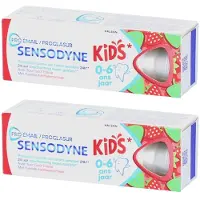 Sensodyne Proglasur Kids kindertandpasta met aardbeiensmaak, 24 uur bescherming tegen gaatjes 0-6 jaar 2x50 ml Tandpasta
