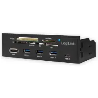 Logilink UA0341: 5,25" multifunctioneel paneel, met een 6-voudige kaartlezer