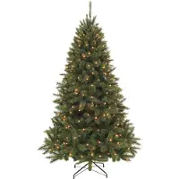 Triumph tree Bristlecone Kunstkerstboom - Kerstboom met Verlichting en 184 LED-lampjes - Kunstboom Kunststof met Scharnierconstructie - H185 x Ø119 cm - Donkergroen