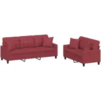 vidaXL 2-delige Loungeset met kussens kunstleer wijnrood