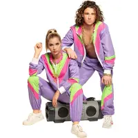 Coppens Trainingspak retro babe (paars, roze en groen, Maat M)