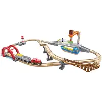 Hape Trein en Zeevracht Set - Houten Speelgoedtrein met Haven en 38 Onderdelen voor Kinderen vanaf 3 Jaar
