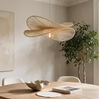 LumenXL Hanglamp Janah met handgevlochten papieren kappen - beige