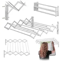 Kadax Wandwasdroger 60 cm, droogrek voor wandmontage, uittrekbare, ruimtebesparende droger voor handdoeken, inklapbare drooglijn met 6 sporten