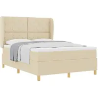 vidaXL Boxspring bed met hoofdeinde Crème 200 x 160 cm Stof