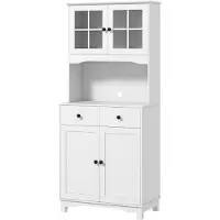 HOMCOM Keukenwandkast, hoge kast met plank voor magnetron, 2 kastjes, geschikt voor de woonkamer