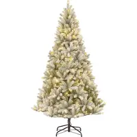 Black Box Trees Nagoya Kerstboom met Ingebouwde LED-Verlichting, Timer en Dimfunctie - Kerstversiering met Scharnierconstructie - Kunstboom Besneeuwd - H180 x Ø108 cm - Groen