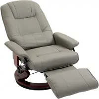 HOMCOM Relaxfauteuil verstelbaar tot 145 graden met voetsteun - Tv-fauteuil - Draaibaar - Grijs
