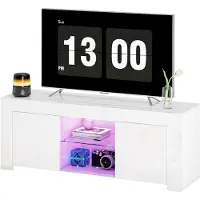 HOMCOM Tv-standaard Spaanplaat, glas 120L x 34B x 45H cm Wit
