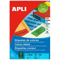 APLI Gekleurde etiketten ft 210 x 297 mm (b x h), geel, 100 stuks, 1 per blad
