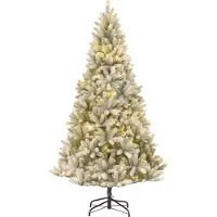 Black Box Trees Nagoya Kerstboom met LED Verlichting - Kerstversiering voor Binnen met Besneeuwd Uiterlijk - Kunstboom met Scharnierconstructie en Timer - H120 x Ø79 cm - Groen