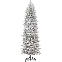 Black Box Trees Harma Pilaarvorm Kerstboom - Kunstboom met Besneeuwde Afwerking - Kerstversiering voor Binnen - Smal Model met 989 Takken - H230 x Ø69 cm - Groen Frosted