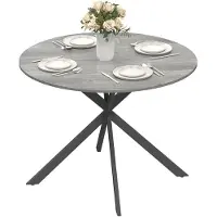 HOMCOM Eettafel voor 4 personen, keukentafel in industriële stijl, grijs