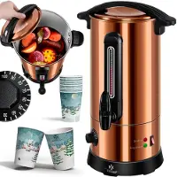 Kesser Gluhweinketel 10 Liter - Elektrische Ketel voor Gluhwein - Glühweinketel Roestvrij Staal Incl. 10x Mokken Warm Dranken Dispenser voor Glühwein met Thermostaat Water Koker - Koper
