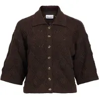 Object Gebreid vest 'OBJKAISA FLORA' chocoladebruin