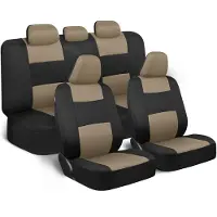 Bdk PolyPro stoelhoezen complete set in beige op zwart – voor- en achterkant