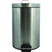 MSV Treteimer, prullenbak, opbergbak voor cosmetica, afvalbak van roestvrij staal, zilver, 12 liter - 12 liter