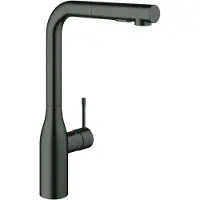 GROHE essence 1-gats keukenkraan met hoge l-uitloop en uittrekbare handdouche 34,8 cm, geborsteld hard graphite