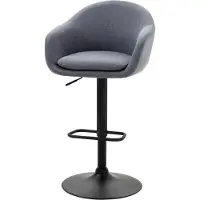 HOMCOM HOMdotCOM barkruk 92-112cm In hoogte verstelbare barkruk met linnenlook Donkergrijs