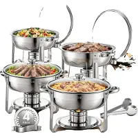 Vevor Chafing Dish Buffetvoedselwarmer met 4 grote containers (elk 4,7 l)